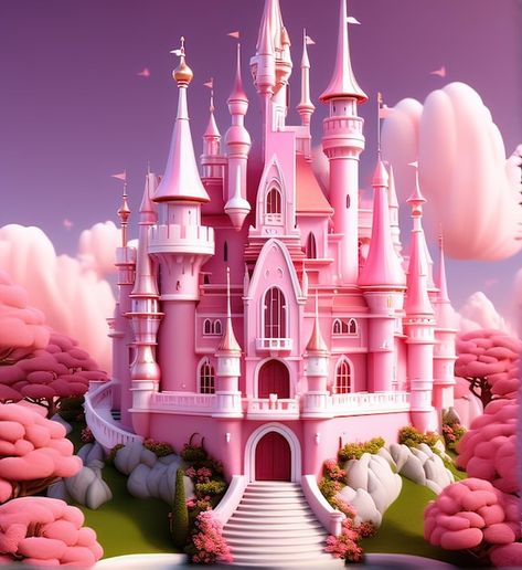 Photo the enchanting pink castle a whims... | Premium Photo #Freepik #photo Cake Art Print, Castle Window, Disney Princess Castle, Brand Elements, Castle Pictures, Pink Castle, Baby Shower Deco, Love Coloring Pages, Disney Watches