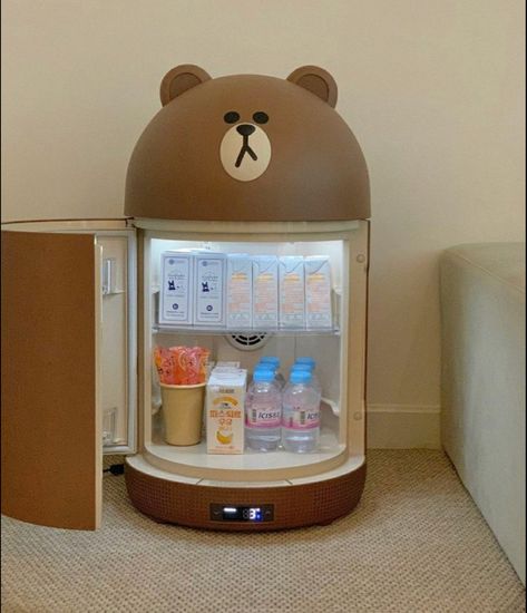 Mini Fridge In Bedroom, Small Room Makeover, Home Bar Cabinet, Small Fridges, Mini Fridges, Gaming Room Setup, Cute Bedroom Decor, Warsaw Poland, Cute Kitchen