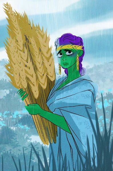 Demeter | Lore Olympus Wiki | Fandom Demeter Lore Olympus, Apollo And Artemis, Zeus And Hera, Greek Mythology Humor, Greek Pantheon, Greek Mythology Gods, Surreal Artwork, Green Skin, Greek Gods And Goddesses