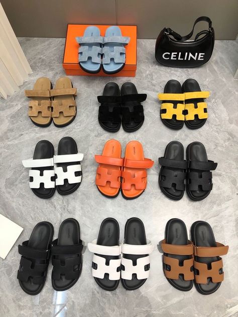 Hermes Heels, Sandals Hermes, Hermes Sandals, Hermes Boots, Trendy Slippers, Flip Flops Women, Sandal For Women, Men Slides, Sandals Outfit