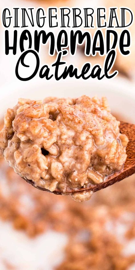 Gingerbread oatmeal. This easy homemade stovetop oatmeal has just a handful of pantry ingredients and takes just 10 minutes to make. Loaded with warming spices this Gingerbread oatmeal is the perfect breakfast to get your morning started. My whole family loves it when I make this homemade oatmeal recipe. Homemade Oatmeal Healthy, Large Flake Oatmeal Recipes, Rice Cooker Oatmeal Recipes, Stovetop Oatmeal Recipes, Stove Top Oatmeal, Oatmeal Stovetop, Oatmeal Recipes Breakfast, Amish Oatmeal, Stovetop Oatmeal