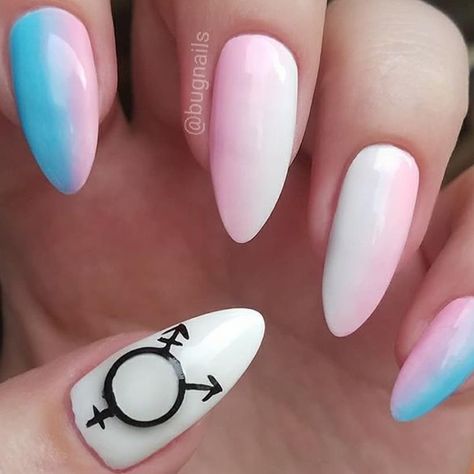 Pride Acrylic Nails, Pride Nails Designs, Pride Nails, Flag Nails, Mens Nails, Subtle Nails, New Nail Polish, Nail Pictures, Trans Pride