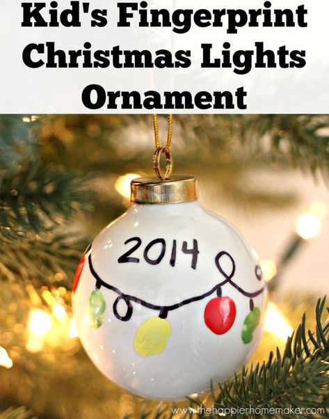 15 Fingerprint and Handprint Christmas Ornaments - Cutesy Crafts Fingerprint Ornament, Fingerprint Christmas, Homemade Christmas Ornaments Diy, Kids Homemade, Christmas Homemade, Christmas Light Ornament, Christmas School, Preschool Christmas, Kids Ornaments