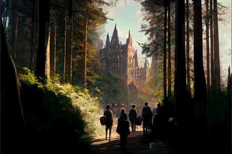 Hogwarts Legacy Artwork, Hogwarts Concept Art, Hogwarts Life Aesthetic, Harry Potter Film Poster, Hogwarts Student Art, Hogwarts Asthetics, Hogwarts Study Aesthetic, Hogwarts Student Aesthetic, Hogwarts Landscape