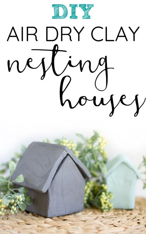 Great project idea for beginners! How to make these cute DIY air dry clay nesting houses! #airdryclay #airdryclaycrafts Clay Mation, Bird Lady, Clay Modelling, Clay House, Air Clay, Clay Crafts For Kids, Clay Making, Clay Designs, Clay Works