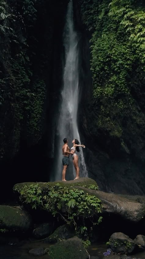 Going with the flow. Trying not to force anything and see what happens, just like a waterfall 🙃🖤 📍Banyumala Twin Waterfalls, Bali #Bali… | Instagram Waterfall Picture Ideas, Bali Instagram, Bali Travel Photography, Bali Waterfalls, Going With The Flow, Waterfall Pictures, Waterfall Photo, Bali Vacation, Bali Island