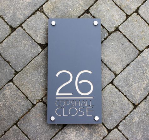 House Number Door Sign Portrait 200mm x 400mm x8mm Original and Unique Laser Cut Bespoke/Customised with Road or House Name Contemporary House Numbers, Door Number Sign, Kerb Appeal, Vertical Doors, House Name, Door Number, Modern House Number, House Number Plaque, House Door