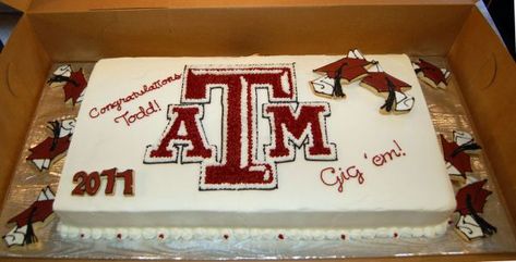 Texas A&M Graduation Cake Graduation Cake Sheet, Aggie Graduation Party, Graduation Cake Ideas, College Graduation Cakes, Girl Graduation Party, Cake Sheet, Sports Themed Cakes, First Communion Cakes, Ring Day