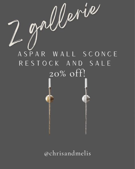 The Z Gallerie Aspar Wall sconce was restocked in gold, silver, and black AND is on sale for 20% off! Wall sconces, wall decor, interior design, lighting, home decor, entryway decor, dining room, living room lighting, accent wall. #lighting #lightingdesign #scones #accentwallideas #livingroomdesign #livingroomdecorideas #bedroomdecorideas #interiors #interiordesignideas #interiorinspiration #entrywaydecor #entryway #diningroomideas #diningroomdecor #diningroomdesign #diningroomlighting Accent Wall Lighting, Interior Design Lighting, Wall Decor Interior Design, Home Decor Entryway, Black Sconces, Decor Dining Room, Wall Scones, Z Gallerie, Decor Entryway