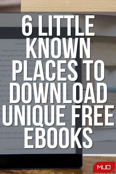 MakeUseOf — Technology, Simplified — The internet has many places to download free ebooks, but only a few get attention. Broaden your scope and you'll find some great downloads at these little-known places. #Websites #OnlineStore #Ebook #DigitalBooks #Book #Reading #Reader Websites For Reading Books For Free, Free Books Download Website, Free Pdf Books Download Websites, Sites To Download Free Books, Free E Books, Websites To Read Books, Free Ebooks Online, Free Software Download Sites, Books For Free