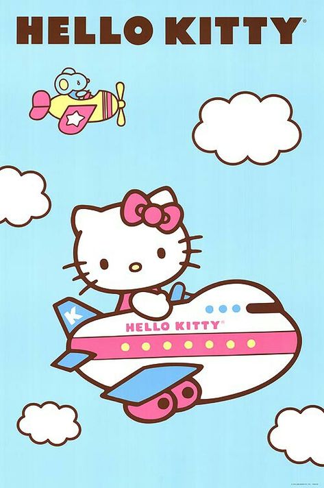 ©Sanrio.  Source: via google image. Hello Kitty Plane, Hello Kitty Airplane, Hello Kitty Poster, Airplane Poster, Hello Kitty Printables, Charmmy Kitty, Hello Kitty Images, Airplane Art, Hello Kit