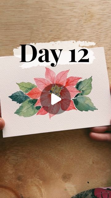 Pointsetta Watercolor Card, Watercolor Poinsettia Christmas Cards, Christmas Flower Watercolor, Watercolor Christmas Card Tutorial, Easy Christmas Watercolor Paintings, Watercolor Poinsettia Tutorial, Christmas Cards To Paint, Watercolor Christmas Cards Diy Ideas, Watercolor Inspirations Easy