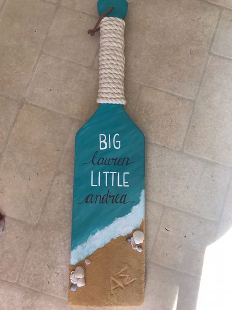 Beach Paddle Sorority, Beach Sorority Paddles, Sunset Paddle Sorority, Fraternity Paddles Big Little, Paddle Sorority Ideas, Blue Sorority Paddle, Big And Little Paddles, Greek Paddle Ideas, Sorority Big Little Paddles