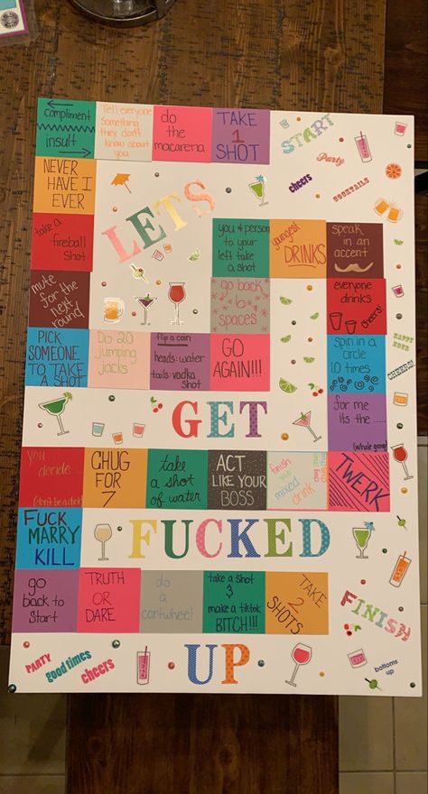 18th Game Ideas, Let's Get Wasted Board Game, Homemade Drunk Card Games, Liquor Board Games, Custom Drinking Board Game, Party Dice Games, Let’s Get Wasted Board Game, Christmas Drinking Board Games, Drinking Games With Dice