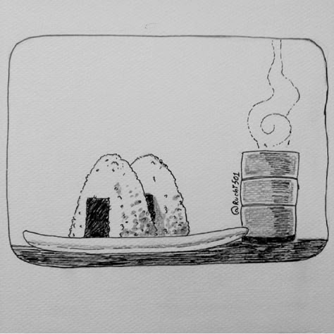 Japanese Food Sketch, Japanese Line Drawing, Japanese Drawing Simple, Onigiri Drawing, Japanese Food Drawing, Japan Doodle, Japanese Doodles, Sushi Drawing, Japanese Drawing