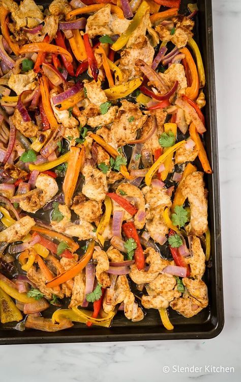 The absolute best 15 minute Sheet Pan Chicken Fajitas! These are so easy to make but taste like they are from a restaurant. Healthy, delicious, and a family favorite. #dinner #kidfriendly #quickandeasy Sheet Meals, Chicken Peppers And Onions, Sheet Pan Fajitas, Pan Fajitas, Dinners Recipes, Easy Sheet Pan Dinners, Pan Chicken Fajitas, Pan Dinners, Fajita Recipe