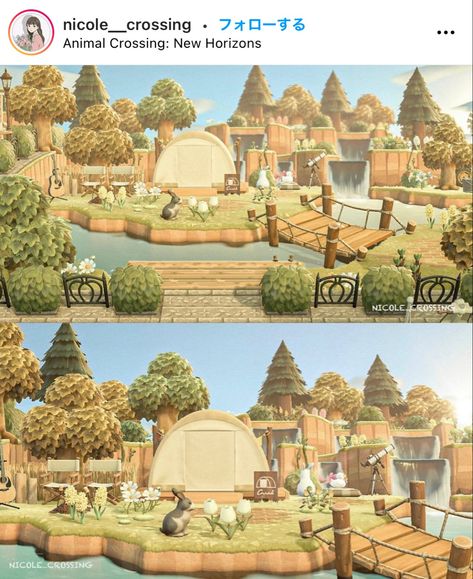 Acnh Elegantcore Campsite, Acnh Early Game Ideas, Animal Crossing Villager House Layout Ideas, Animal Crossing Campground, Acnh Infrastructure, Acne Campsite Ideas, Acne Museum Ideas, Campsite Ideas Animal Crossing, Animal Crossing Forest Core