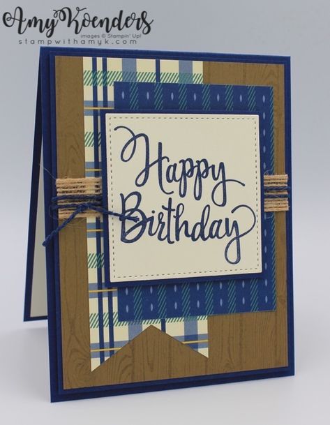 Stampin’ Up! Stylized Birthday for the Inkin’ Krew Blog Hop – Stamp With Amy K Masculine Cards Handmade, Blue Cards, Guy Cards, Male Birthday, Winter Woods, Homemade Birthday Cards, Masculine Birthday Cards, Birthday Cards For Boys, Bday Cards