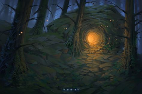 ArtStation - Small Forest Cave Forest Cave, Idea Story, Personal Illustration, Small Forest, Lost Lands, Forest Illustration, Cave In, Painting Process, E Mail