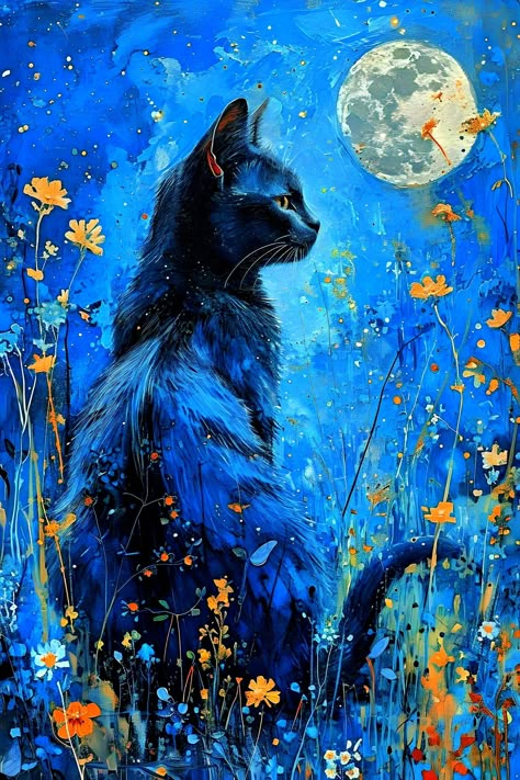 Cat Soul Art, Cat Art Painting Acrylic, Cat Painting Tutorial Step By Step, Cat In Space Painting, Aesthetic Acrylic Painting Ideas, Calico Cat Painting, Cat Painting Acrylic, Abstract Animal Painting, Cats Drawings