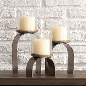 Home Decor - Designer Home Accessories | Lamps Plus Glass Pillar Candle Holders, Round Glass Coffee Table, White Pillar Candles, Modern Farmhouse Home Decor, Industrial Table Lamp, Modern Candle Holders, Farm House Colors, Glass Cylinder, Farmhouse Home Decor