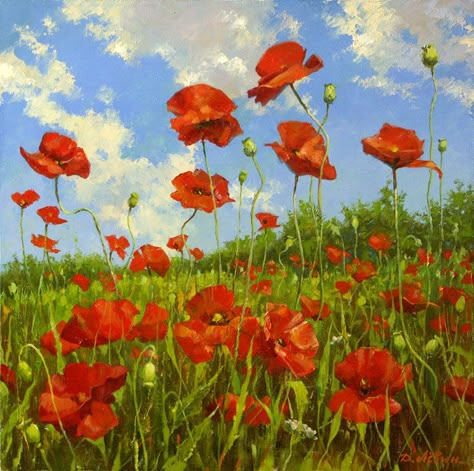 Field Of Poppies Painting, Poppy Landscape, Field Of Poppies, Poppy Field Painting, Poppy Flower Painting, Poppy Painting, Poppy Field, China Painting, Poppy Flower