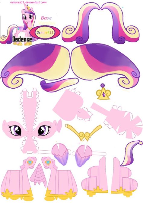 PaperCraft Base Cadence by oskarek11 on DeviantArt 3d Karakter, My Little Pony Party, Paper Toys Template, My Lil Pony, Paper Doll Template, Plushie Patterns, Pony Party, Paper Animals, Mlp Pony