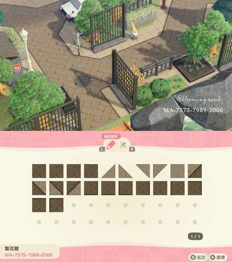 ACNH CUSTOM DESIGNS 🤍 | Credit: @blooming.acnh on Instagram. ❤️MA-7575-7989-2006❤️ This street design has sidewalks with corners and diagonals and a gorgeous… | Instagram Animal Crossing Sidewalk Pattern, Animal Crossing Street Pattern, Acnh Custom Designs, Animal Crossing 3ds, Outdoor Path, Brick Paving, Path Design, Animal Crossing Wild World, Decorating Advice