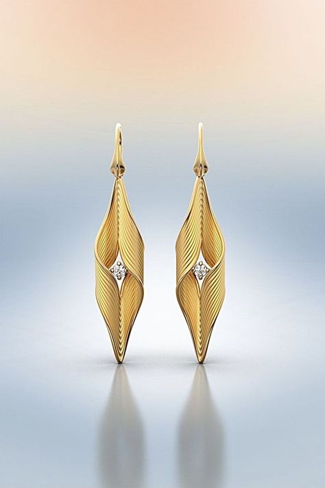 These statement gold earrings are a stunning and sophisticated piece of jewelry that features a unique and eye-catching design. Crafted in 14k or 18k solid gold and featuring a diamond accent, these earrings are a perfect combination of luxury and modernity. Statement Gold Earrings, Raw Gold, Italian Gold Jewelry, Rose Gold Drop Earrings, Diamond Tops, Contemporary Jewelry Design, Gold Rings Fashion, Gold Jewelry Earrings, Gold Statement Earrings