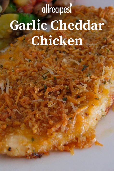 Garlic Cheddar Chicken, Cheddar Bread, Crispy Cheddar Chicken, Garlic Cheddar, Chicken Dishes Easy, Cheddar Chicken, Dinner Chicken, Chicken Dish, Chicken Dishes Recipes