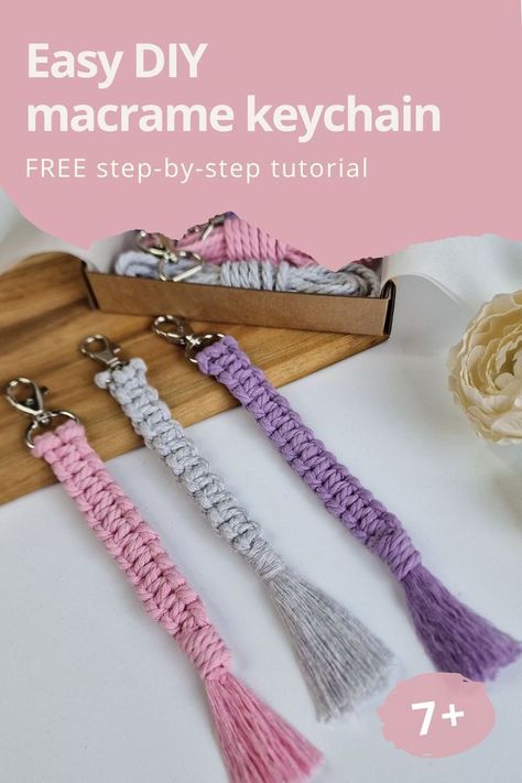 Weaving for beginners has never been more accessible! Explore our collection of projects tailored for kids, providing a platform for artistic expression and skill development. Kids Macrame Projects, Macrame For Kids Easy, Yarn Crafts For Kids Easy, Simple Macrame Keychain, Macrame For Kids, Crafts For Kids To Sell, Beginner Macrame Projects, Macrame Keychain Tutorial, Weaving For Beginners