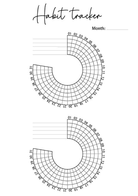 Circle Habit Tracker Printables PDF Monthly Weekly Circular - Etsy | Monthly Printable Planner by  Nancy Geis Circle Habit Tracker, Circular Habit Tracker, Habit Tracker Printable Monthly, Printable Meal Planner Monthly, Bullet Journal Calendrier, Planner Monthly Layout, Bullet Journal Inserts, Weekly Habit Tracker, Monthly Printable