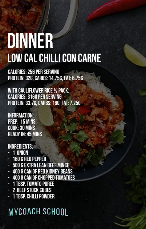 Low Cal Chili con Carne Low Cal Chili, Low Calorie Chili, Low Cal, Food Inspo, Cauliflower Rice, Red Peppers, Low Calorie, Chili, Snack Recipes