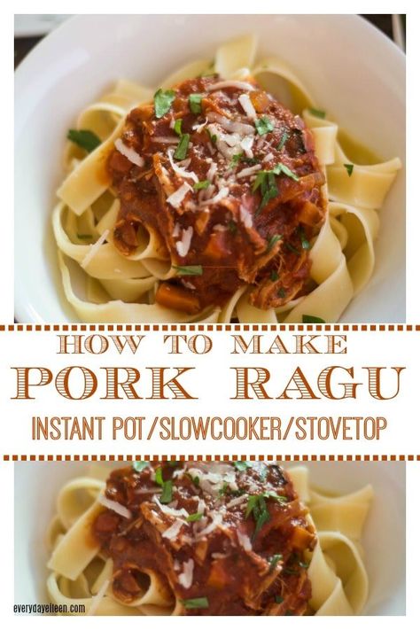 Ragu With Pappardelle, Pappardelle Recipe, February Recipes, Entree Ideas, Instant Pot Slow Cooker, Pork Ragu, Recipe Instant Pot, Ragu Recipe, Pappardelle Pasta