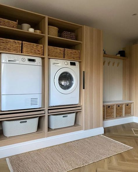 Hallway Laundry Closet, Ikea Laundry, Ikea Laundry Room, Organized Laundry, Small Utility Room, Ikea Kitchen Island, Retirement House, Primary Suite, Laundry Design