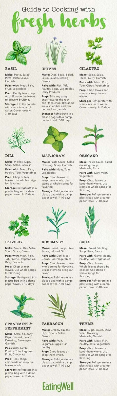 ew-herb-chart-infographic960px Cooking With Herbs, Cooking Fresh Green Beans, Cilantro Salad, Cooking With Fresh Herbs, Rosemary Water, Rosemary Extract, Vegetable Prep, Brown Rice Casserole, Salad Sauce