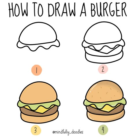 Follow this simple step by step guide #digitalart Food Drawing Easy Step By Step, Kawaii Food Drawings Step By Step, Easy Draw Step By Step, Easy Drawing Steps, Drawing Lessons For Kids, Cute Easy Doodles, Easy Drawings For Kids, Bullet Journal Design Ideas, Easy Doodles Drawings