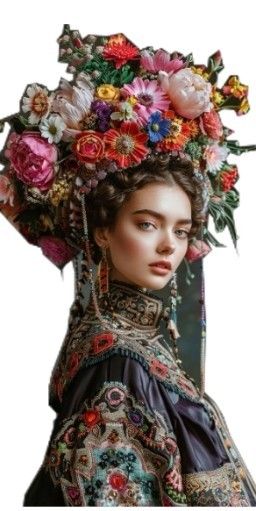 Fashion Portrait Photography, Acrylic Portrait Painting, Floral Headdress, Woman With Flowers, Vogue Editorial, Editorial Photoshoot, Floral Hair Pieces, Catwalk Collection, Boho Wallpaper