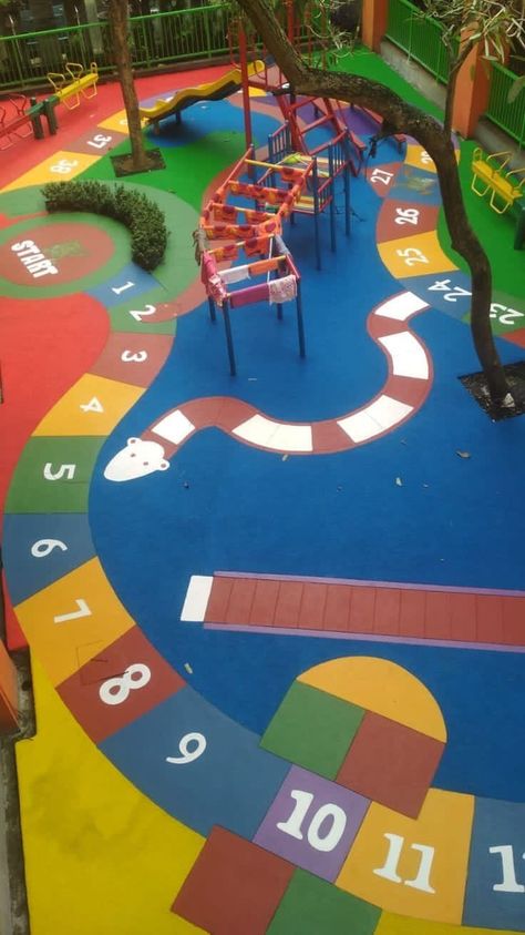 School Courtyard Ideas, Gym Ceiling, Play Equipment Outdoor, Outdoor Kindergarten, Playground Landscaping, Ground School, Urban Playground, Playground Flooring, Playground Areas