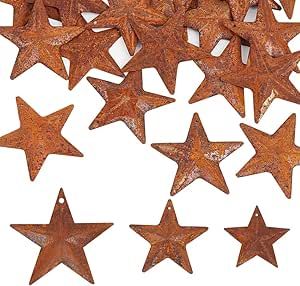 GORGECRAFT 30PCS 3 Sizes Rusty Metal Barn Star 1.5" 2" 2.5" Vintage Antique Primitives Country Decor Tin Steel Stars with Holes Rustic Ornament Original Retro Accents for Patriotic 4th of July Xmas Primitive Ornaments, Rustic Ornaments, Metal Barn, Rusty Metal, Primitive Decorating Country, Country Primitive, Wall Sculptures, Country Decor, Home Decor Furniture