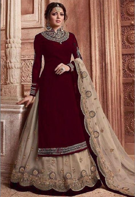 Zari Work Suit, Lehenga For Party, Work Party Dress, Silk Anarkali Suits, Unique Party Dresses, Navratri Dress, Classy Gowns, Indian Bride Outfits, Party Wear Gown