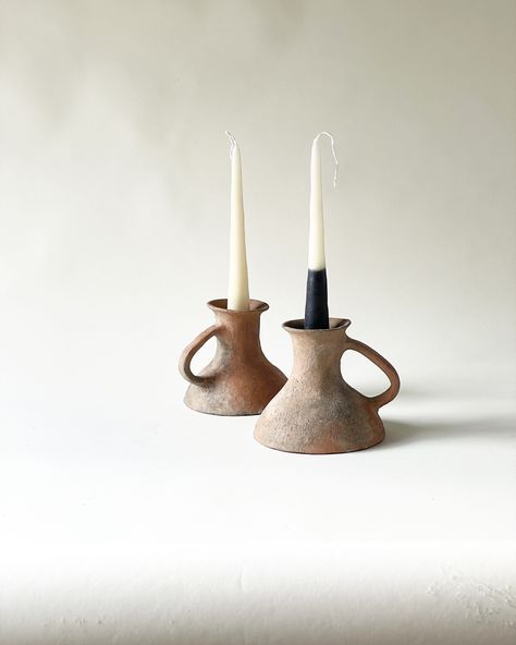 Ceramic Portfolio, Candle Holder Clay, Pottery Candle Holders, Clay Candle Holders, Pottery Candle Holder, Rustic Candle, Clay Candle, Church Candles, Pottery Candle