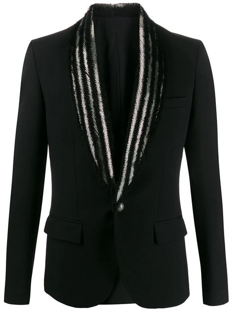 Balmain Beaded Lapel Blazer - $ 5.300,00 Designer Blazers For Men, Designer Blazers, Lapel Blazer, Blazer Designs, Black Friday Promotions, Blazers For Men, Black Blazer, Jil Sander, Baby Dress