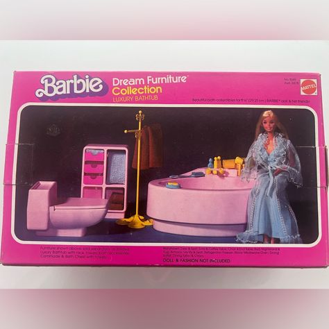 New Open Box Vintage Barbie Dream Furniture Collection Luxury Bathtub Barbie Luxury, Nostalgia Toys, Barbie Houses, Barbie Land, Barbie Playsets, Barbie 80s, Retro Barbie, Luxury Bathtub, Barbie 90s