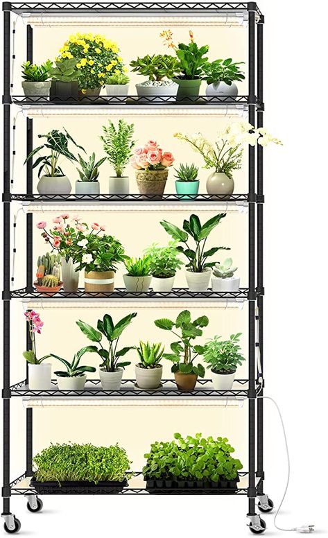 Shelf With Grow Lights, Grow Light Shelf, Diy Plant Shelf, Grow Light Stand, Support Pour Plante, Grow Lamps, Light Shelf, Grow Lights For Plants, Support Plante