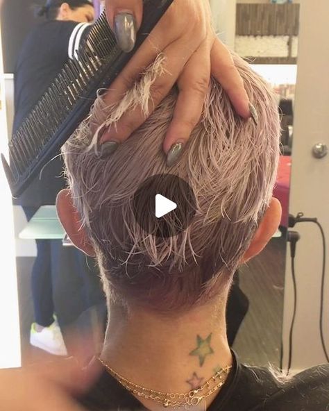 1,594 likes, 65 comments - courtneyparamour on September 13, 2019: "Super satisfying video that ISN’T sped up to show some razoring. A lot of my haircuts start of..." Edgar Haircut Women, Taper Fade Pixie Haircut Women, Spiked Short Hair Women, Short Nape Haircut, Half Head Shaved Hairstyles, Nape Of Neck Hair, Graduated Pixie Haircut, Rocker Pixie Haircut, Pixie Shaggy Haircut