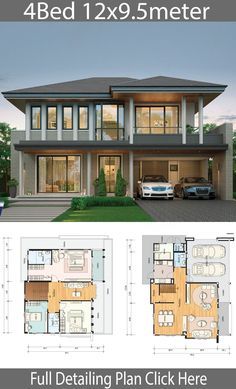 Thanlyin, Pyay, 4 Bedroom House Designs, Two Story House Design, 2 Storey House Design, House Plans Mansion, 4 Bedroom House Plans, Simple House Design, House Plan Gallery