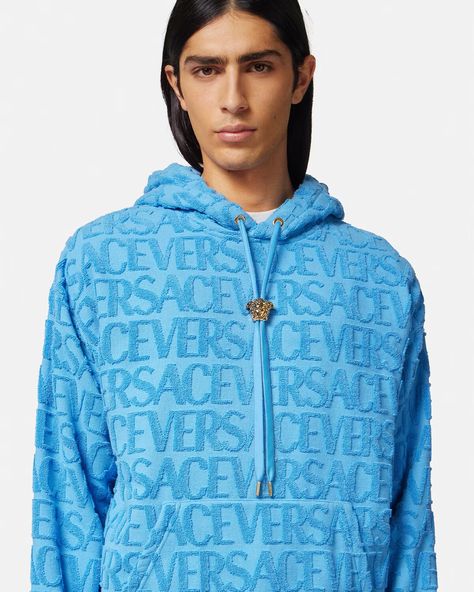 Versace Versace Allover Towel Hoodie for Men | Online Store EU Towel Hoodie, Printed Hoodies, Versace Sweatshirt, Allover Pattern, Versace Home, Versace Collection, Hoodie For Men, Sweatshirts And Hoodies, Hoodies For Men