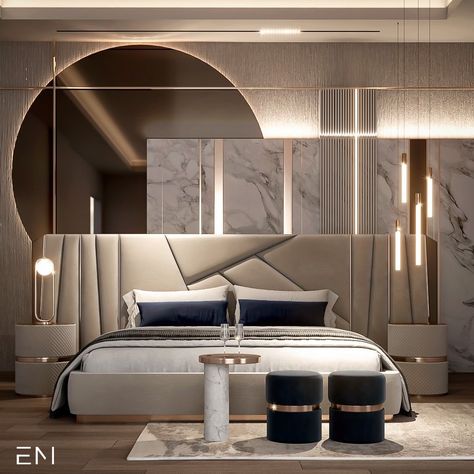 Wallboard Bedroom, Modern Zen Bedroom Ideas, Unique Bed Designs Master Bedrooms, Luxe Bedroom Classy, Bedroom Luxury Elegant Modern, Bed Back Design, Unique Bedroom Design, Bg Design, Bedroom Interior Design Luxury