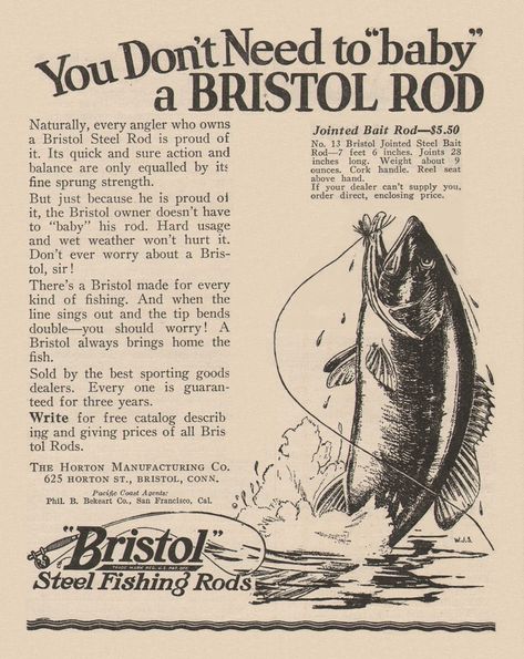 March 8 — Everett Horton Patents the Telescoping Fishing Rod (1887) – Today in Conservation Knife Packaging, Bristol Connecticut, Grape Painting, Image Of Fish, Channel Catfish, Vintage Fishing Lures, Camp Ideas, Vintage Camping, Classic Image